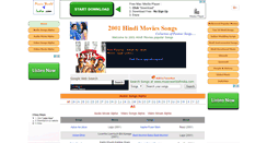 Desktop Screenshot of 2001hindimoviessongs.musicworldofindia.com