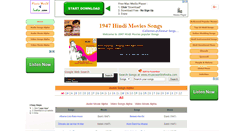 Desktop Screenshot of 1947hindimoviessongs.musicworldofindia.com